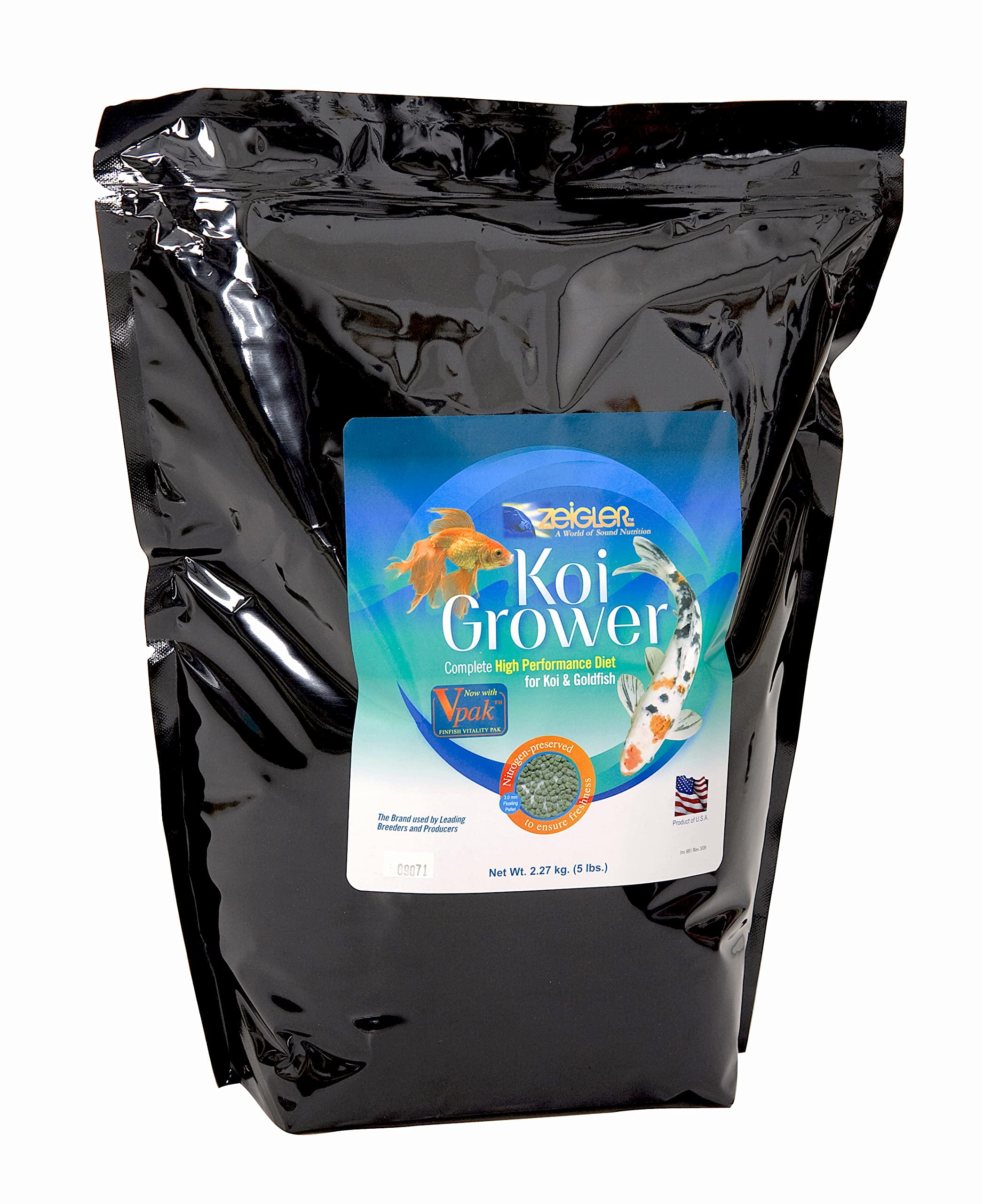 Image result for Zeigler Fish Food (5 LB Bag) 3mm Floating Pellets for Koi and Goldfish ...