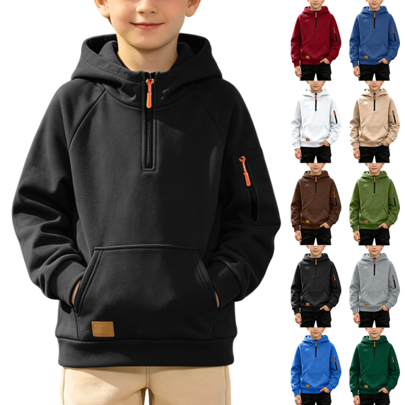 Zeijnsda Kids Boys Hoodies Fashion Sporty Long Sleeves Sweatshirts Children Youth Leisure Everyday Wear Hooded Tops for 4-15 Years