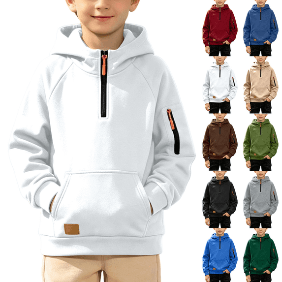 Zeijnsda Kids Boys Hoodies Fashion Sporty Long Sleeves Sweatshirts Children Youth Leisure Everyday Wear Hooded Tops for 4-15 Years