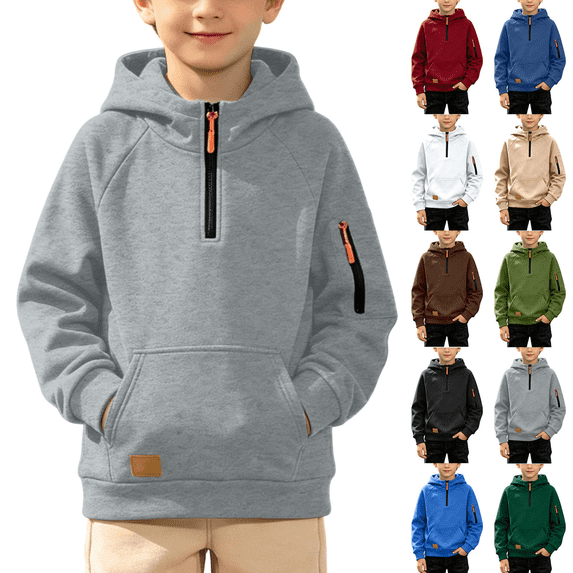 Zeijnsda Kids Boys Hoodies Fashion Sporty Long Sleeves Sweatshirts Children Youth Leisure Everyday Wear Hooded Tops for 4-15 Years