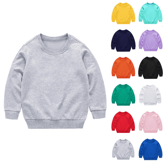 Zeijnsda Kids Cotton Sweatshirts Spring Thin Loose Sweatshirts Toddler Round Neck Long Sleeved Tops Casual Comfort Pullover Sweatshirts for 1-13 Years