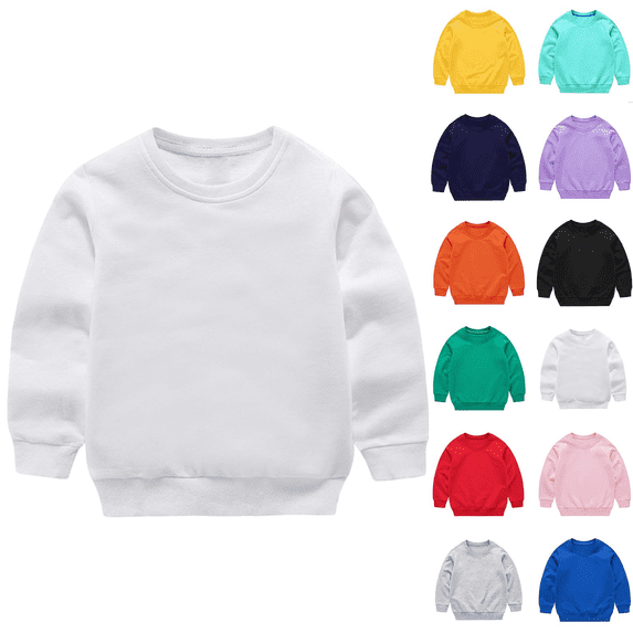 Zeijnsda Kids Cotton Sweatshirts Spring Thin Loose Sweatshirts Toddler Round Neck Long Sleeved Tops Casual Comfort Pullover Sweatshirts for 1-13 Years