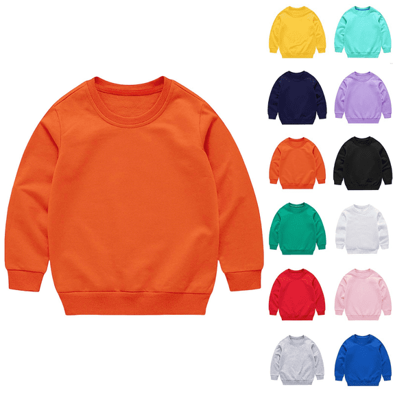 Zeijnsda Kids Cotton Sweatshirts Spring Thin Loose Sweatshirts Toddler Round Neck Long Sleeved Tops Casual Comfort Pullover Sweatshirts for 1-13 Years