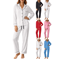 thumbnail image 1 of Zeijnsda Lounge Sets for Women Stylish Button-Down Long Sleeve Tops and Long Pants 2 Pieces Sets Womens Autumn Relaxed Fit Loungewear Sets with Pockets, 1 of 8