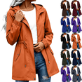 thumbnail image 1 of Zeijnsda Outdoor Jackets for Women Autumn Winter Zip-Up Midi Jackets Sporty Outfits Hooded Coat Waist Drawstring Pockets Warm Outerwear, 1 of 7