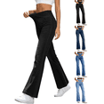 thumbnail image 1 of Zeijnsda Womens Baggy Jeans Womens Solid Color Stretch Flared Denim Pants Elastic High Waisted Stylish Flared Jeans with Pockets, 1 of 9