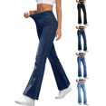thumbnail image 1 of Zeijnsda Womens Baggy Jeans Womens Solid Color Stretch Flared Denim Pants Elastic High Waisted Stylish Flared Jeans with Pockets, 1 of 9