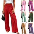 thumbnail image 1 of Zeijnsda Womens Casual Pants Summer Lightweight Loose Trousers for Women Fashionable Solid Color Stretch High-waisted Pants Comfortable Wide-leg Trousers, 1 of 5