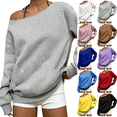 thumbnail image 1 of Zeijnsda Womens Fashion Sweatshirts Spring Summer Lightweight Loose Sweatshirts Trendy One Shoulder Long Sleeves Tops for Casual Vacation Outfits, 1 of 6