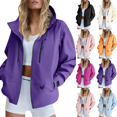 thumbnail image 1 of Zeijnsda Womens Jackets Windbreaker Waterproof Hooded Jackets Solid Color Long Sleeved Zip Up Outerwear Casual Outdoor Hiking Coat with Multi Pockets, 1 of 7
