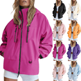 thumbnail image 1 of Zeijnsda Womens Jackets Windbreaker Waterproof Hooded Jackets Solid Color Long Sleeved Zip Up Outerwear Casual Outdoor Hiking Coat with Multi Pockets, 1 of 6