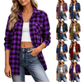 thumbnail image 1 of Zeijnsda Womens Plaid Shirts Women's Lapel Button Checkered Jackets Fashion Comfy And Casual Loose Long Sleeved Pockets Blouse, 1 of 8
