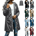 thumbnail image 1 of Zeijnsda Womens Raincoat Spring Lightweight Hooded Rain Jackets Waterproof Mid-Length Solid Outerwear Long Sleeves Zip-Up Coat for Rainy Days with Packable Bag, 1 of 9