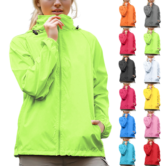 Zeijnsda Womens Sun Protection Jackets Lightweight Hooded Rain Jackets Windbreaker Waterproof Raincoats Packable Long Sleeves Outdoor Zip-Up Coat