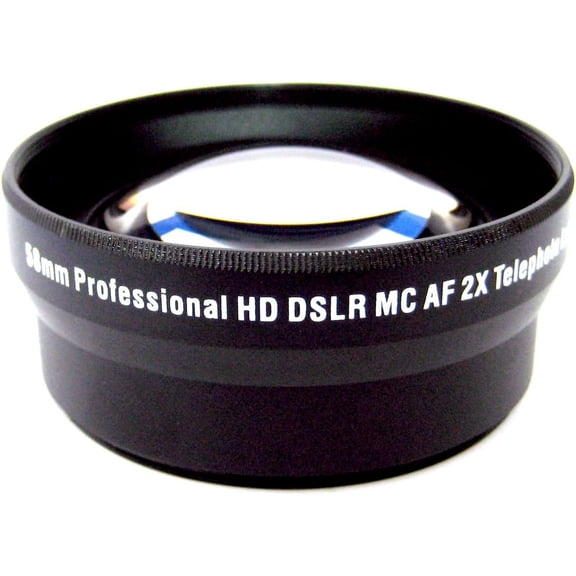 Zeikos ZE-2X58B 58mm 2X TelePhoto high definition lens, includes lens pouch and cap covers Life Time Warranty