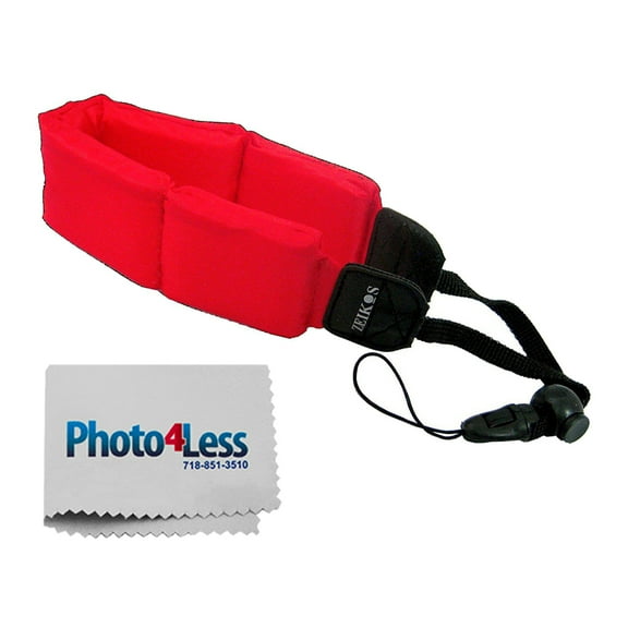 Zeikos ZE-FS10-R Floating Strap for Cameras (Red) + Bonus Photo4less Cleaning Cloth!