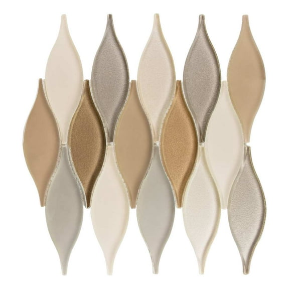 Zeille Mellow Brown Arabesque Metal and Glass Mosaic Wall and Floor Tile
