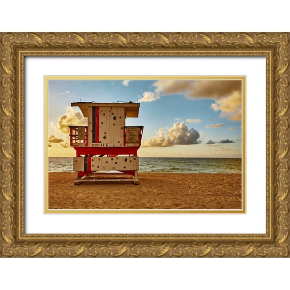 Zeise, Wilfried 32x23 Gold Ornate Wood Framed with Double Matting Museum Art Print Titled - Miami Beach