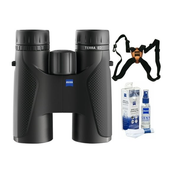 Zeiss 10x42 Terra ED Binoculars w/ Zeiss Harness & Cleaning Kit Bundle