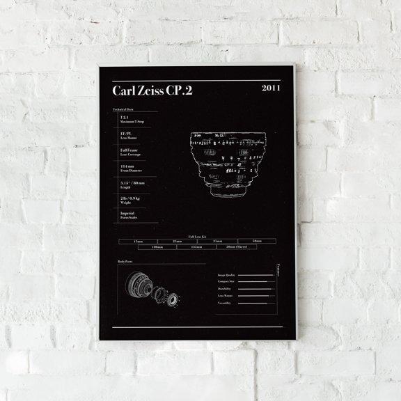 Zeiss CP 2 Cine Lens Poster, Minimal Vintage Photography Wall Art Print