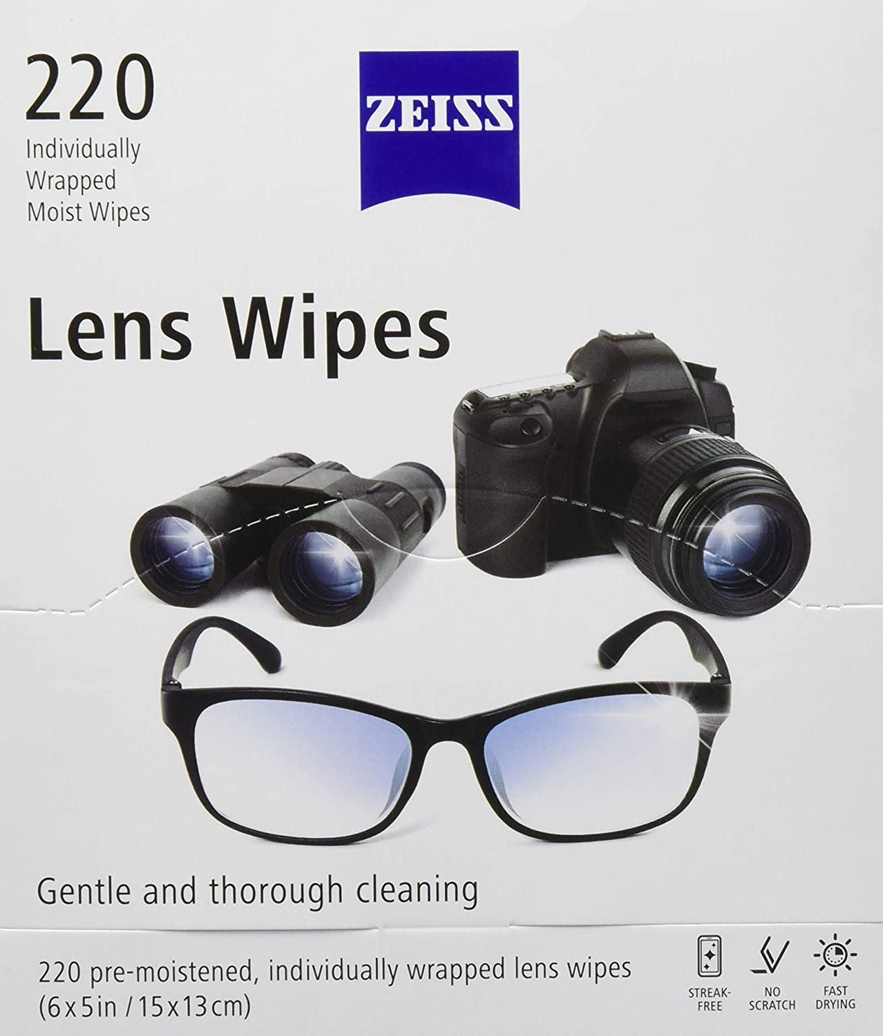 ZEISS Eye Glass Anti-Fog Wipes, Pre-Moistened Lens Cleaner Wipes