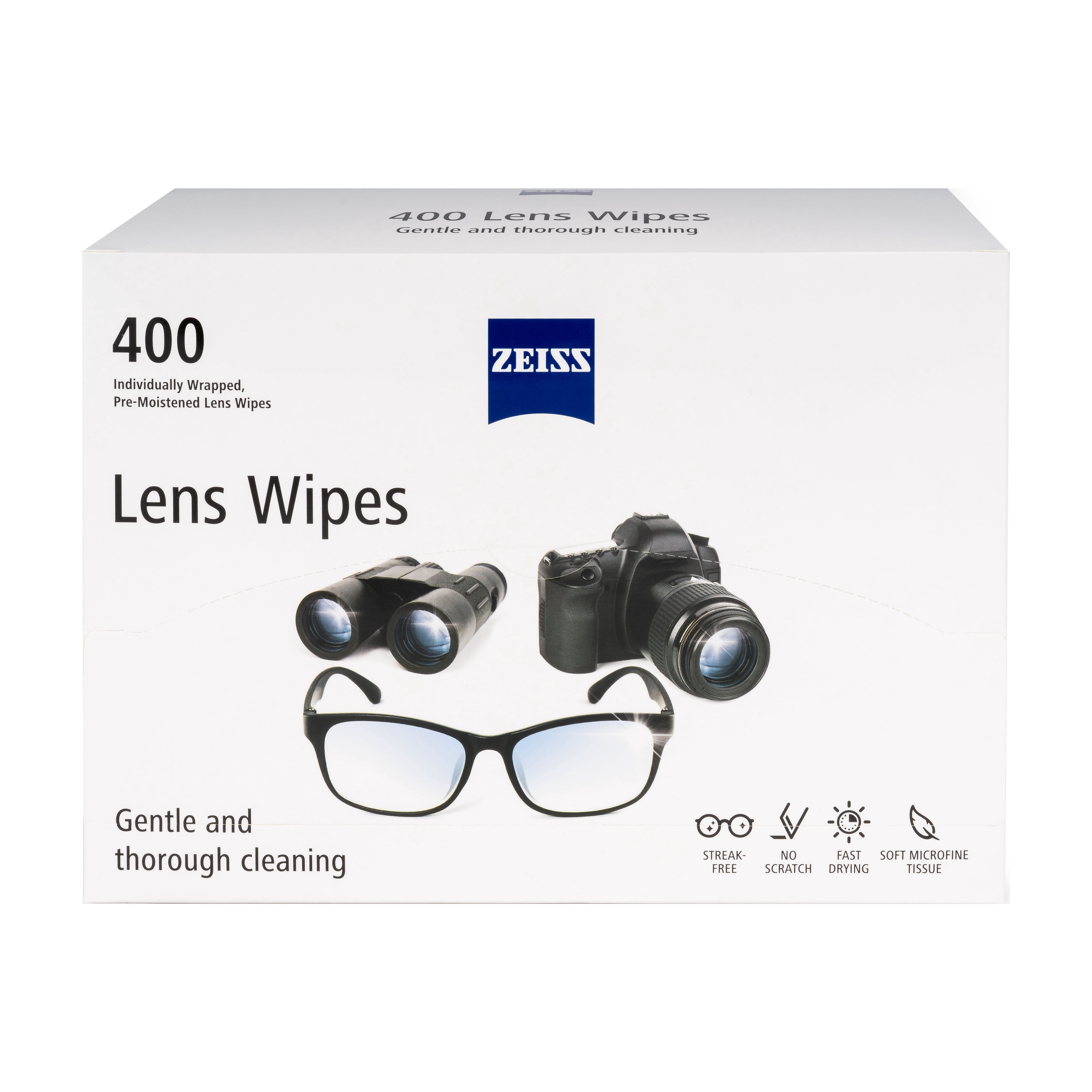 ZEISS, Pre-Moistened Lens Wipes, 400 Count for Glasses, Camera