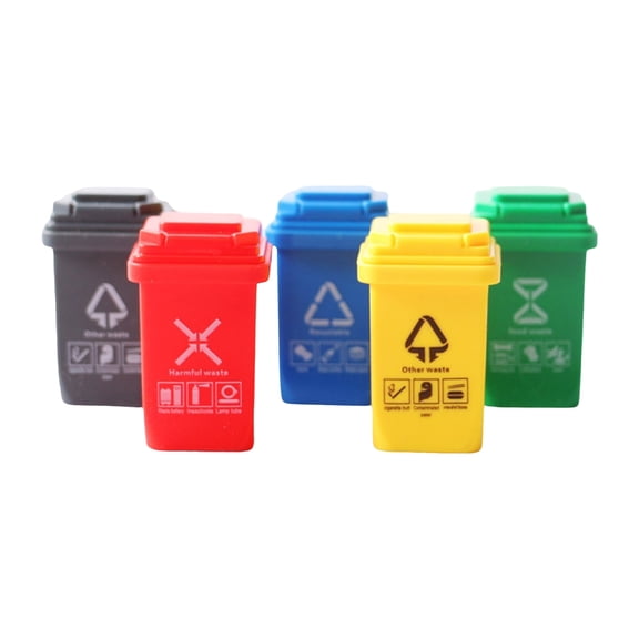 Zeiwohndc 1/12 Scale Dollhouses Trash Can Miniature Trash Containers Creative Model