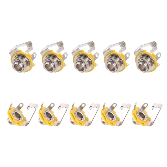 Zeiwohndc 10Pcs 6.35mm 1/4" Mono Chassis Guitar Jack Input Output Guitar Parts