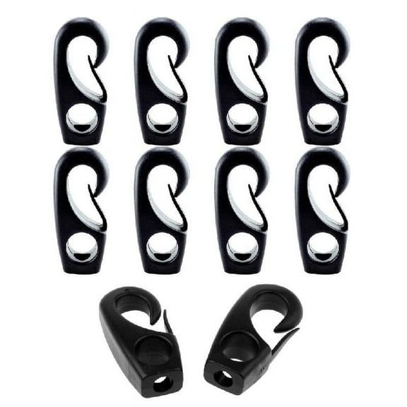 Zeiwohndc 10Pcs Black Plastic Bungee Hook Cord Tightener Hook Tool Bungee Lashing Hook
