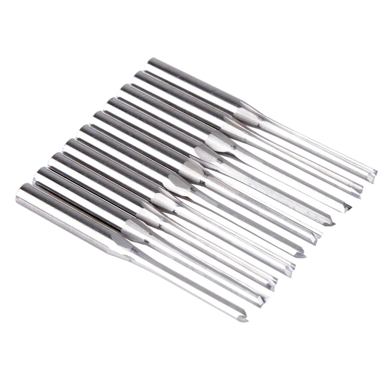 Zeiwohndc 10Pcs/set 3.175mm Straight Slot Milling Cutter CNC Router Bits for Wood PVC
