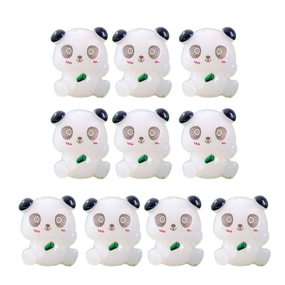 Zeiwohndc 10pcs Mini Luminous Panda Figurine Glowing in the Dark Seated Panda Ornament