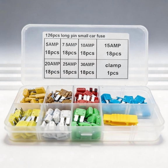 Zeiwohndc 126Pcs 5-30A Standard Car Fuse Assortment Long Foot Colorful Insert Fuses