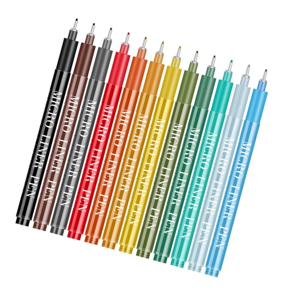 Zeiwohndc 12Pcs Colorful Fine Liner Pen Waterproof Colored Drawing Pen 0.5MM Needle Tip