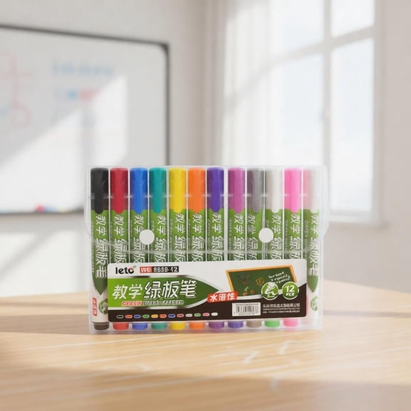 Zeiwohndc 12Pcs Wet Wipe Highlighter Pen Erasable Liquid Chalk Window Glass Paint Pens