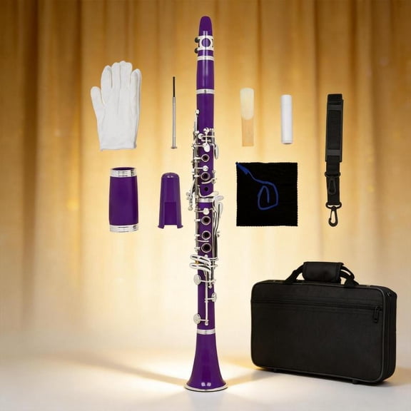Zeiwohndc 17 Keys Student Level Plastic Clarinet Instruments with Case, Cleaning Cloth