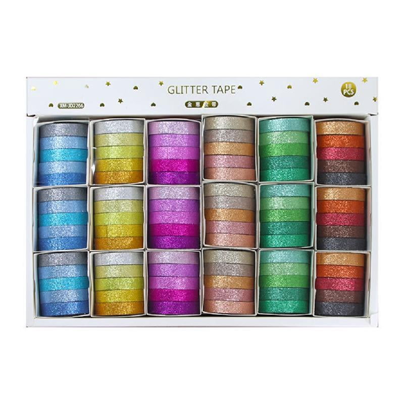 Zeiwohndc 18 Box Glittering Washis Tape Masking Tape Decorative Tape for Scrapbooking