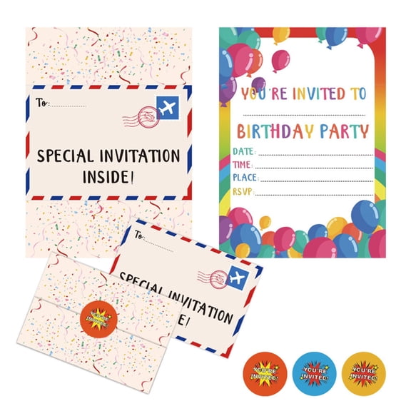 Zeiwohndc 18 Pieces/Set Birthday Invitations Cards with Stickers for Birthday Party