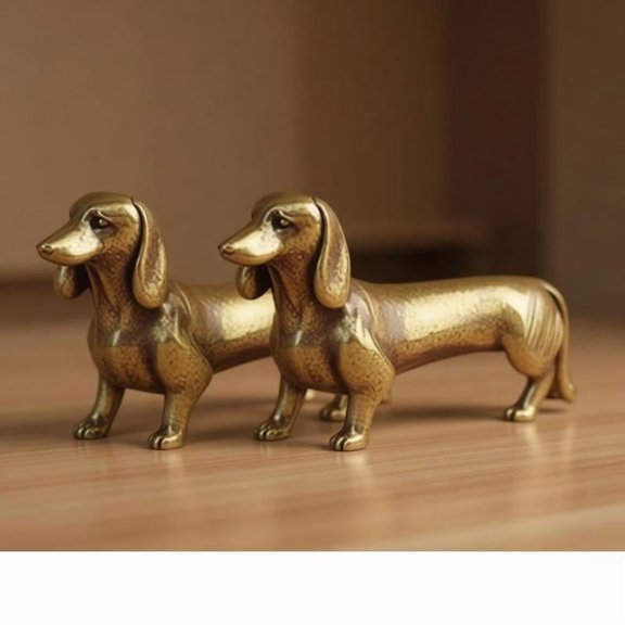 Zeiwohndc 2 Piece Dachshund Miniature Solid Brasses Dog Figurine Ornament for Home Decors