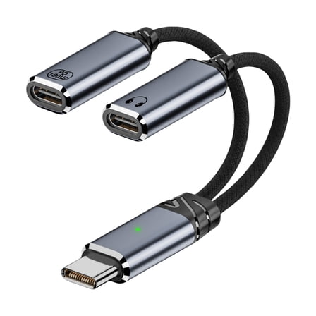 Zeiwohndc 2 in 1 USB C Splitter USB Type C Headphone Port Adapter Cable Cord PD100W