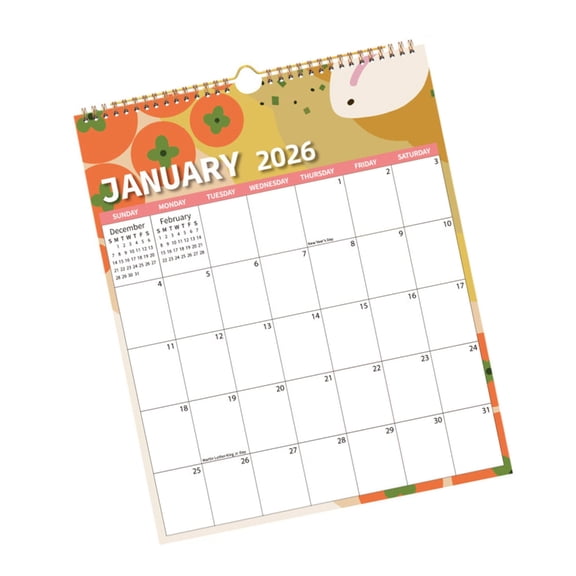 Zeiwohndc 2026 Wall Mount Paper Calendar Runs from January to December For Home