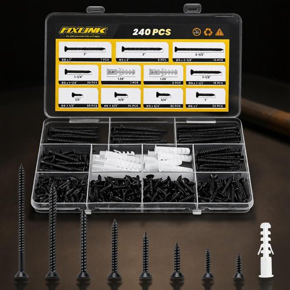 Zeiwohndc 240lots Countersunk Screws Flush Fit Set Including Categorized Box Storage