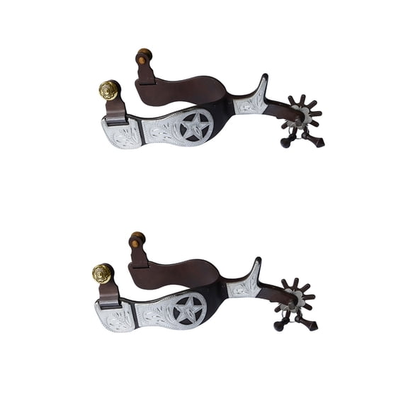 Zeiwohndc 2pack Hand Carved Spurs for Cowboy Boot Texa Star Motifs Retros Look