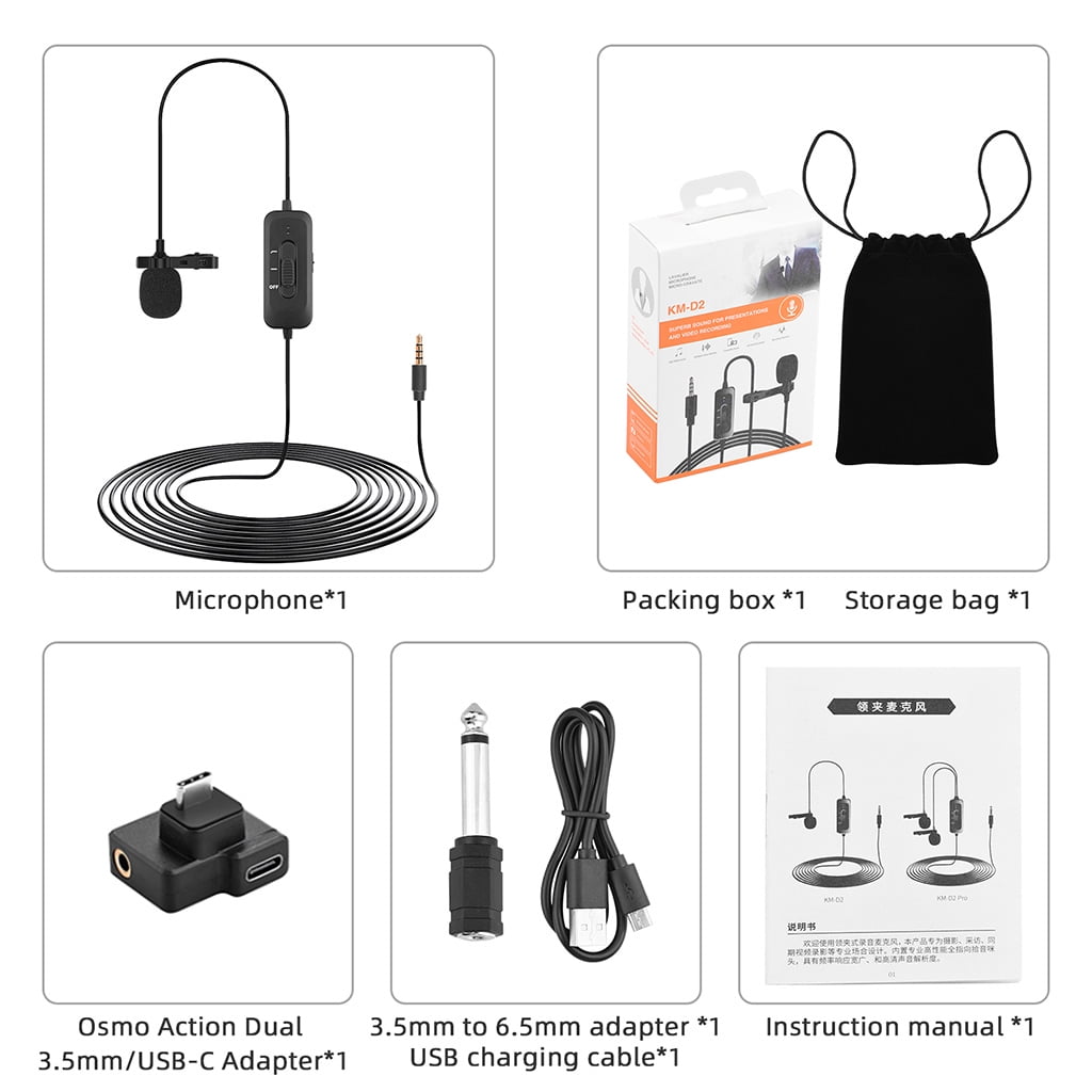 Zeiwohndc 3.5mm Lavalier Microphone System for Smartphones DSLR Cameras Camcorder