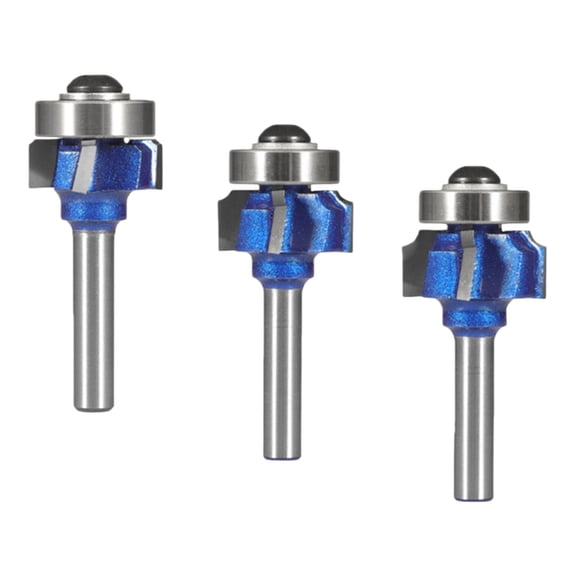 Zeiwohndc 3Pcs Carbides Round Over Bit Set 3 Size for Smooth Finishes on Wood Fronts