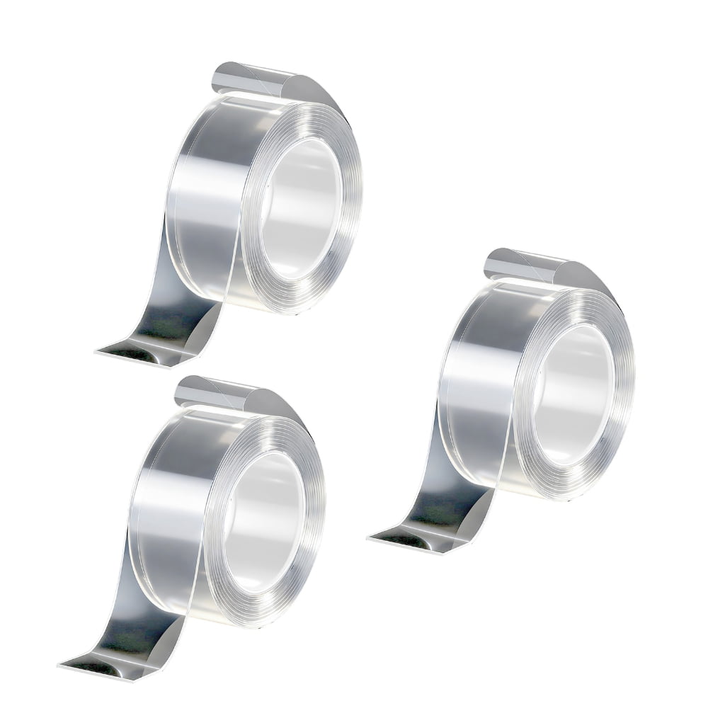 Zeiwohndc 3Pcs Removable Strong Adhesive Strips Clear Double Sided Adhesive Tape