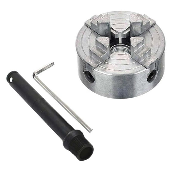 Zeiwohndc 4 Jaw Lathe Chuck Zinc Alloy Self Centering with Connecting Rod for Drill