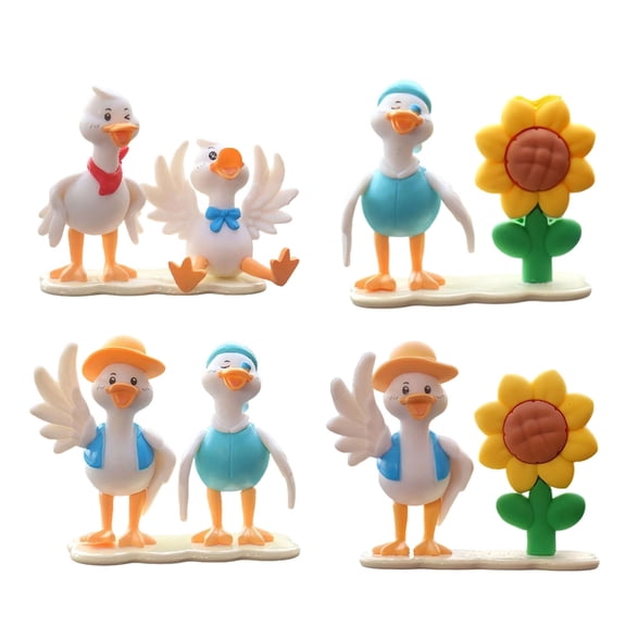 Zeiwohndc 4 Piece Funny Duck with Sunflowers Mini Sculptures for Car Dashboard Ornaments