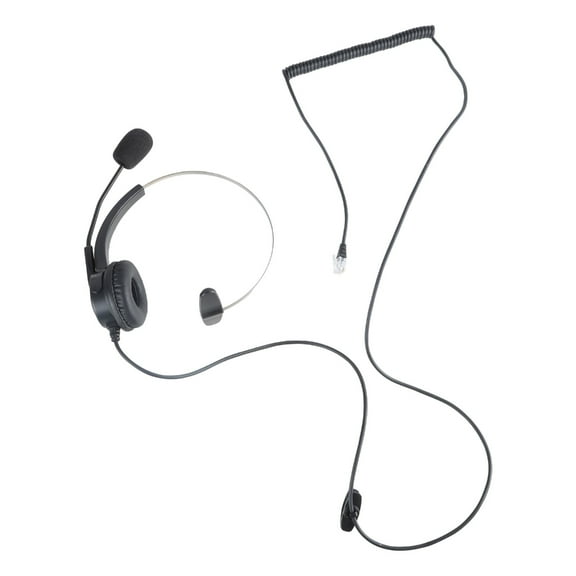 Zeiwohndc 4-Pin RJ11 Monaural Corded Operator Call Center Telephone Headset Headphone BK