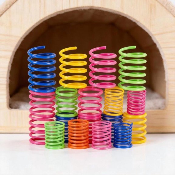 Zeiwohndc 48pack Quiet Bouncing Cats Toy With Elastics Colorful Spring Cats Pet Toy