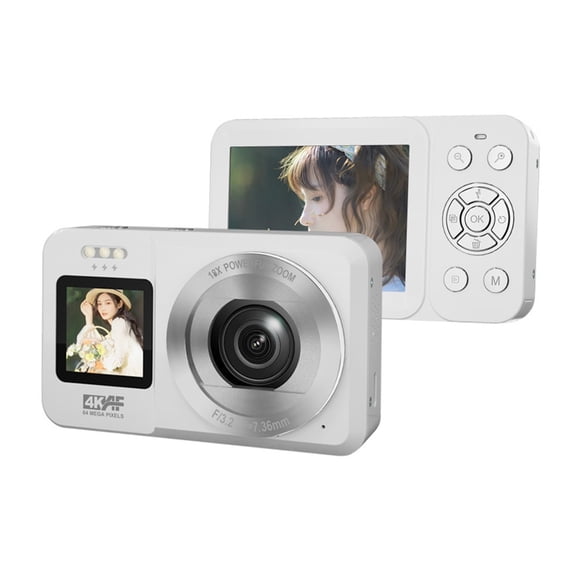 Zeiwohndc 4K UHD 64MP Digital Camera 18X Zoom Double Screen Camera for Teenagers